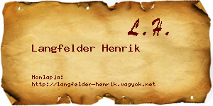Langfelder Henrik névjegykártya